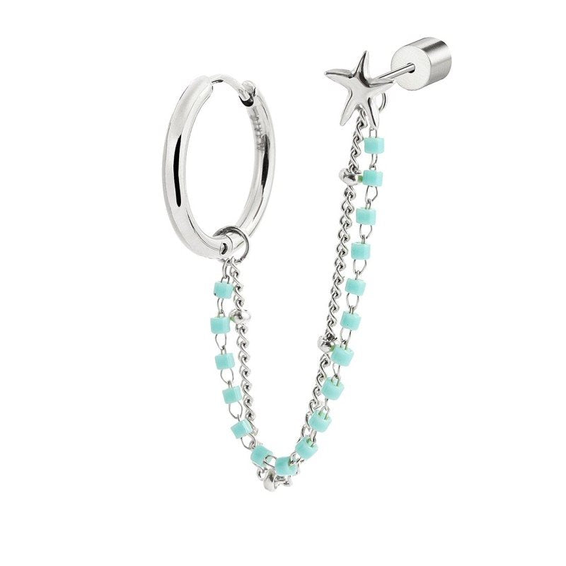 Monorecchino pendente donna Marlù in acciaio e miyuki 18OR094-T