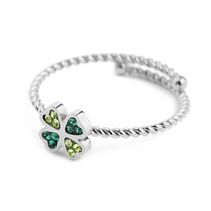 Anello quadrifoglio donna Marlù collezione "Time to" in acciaio e cristalli 18AN032V-M