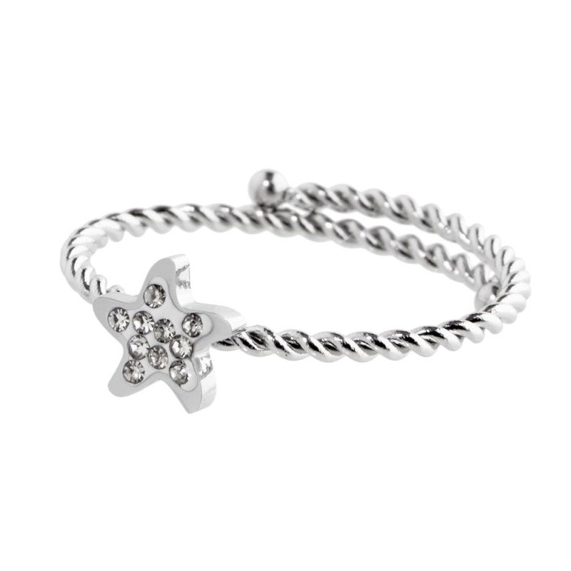Anello stella marina bambina Marlù Time to in acciaio e cristalli 18AN048-S