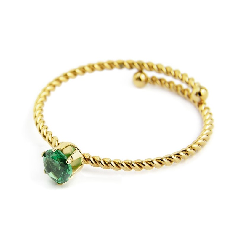 Anello donna Marlù Time to in acciaio e cristallo verde 18AN115GV-S