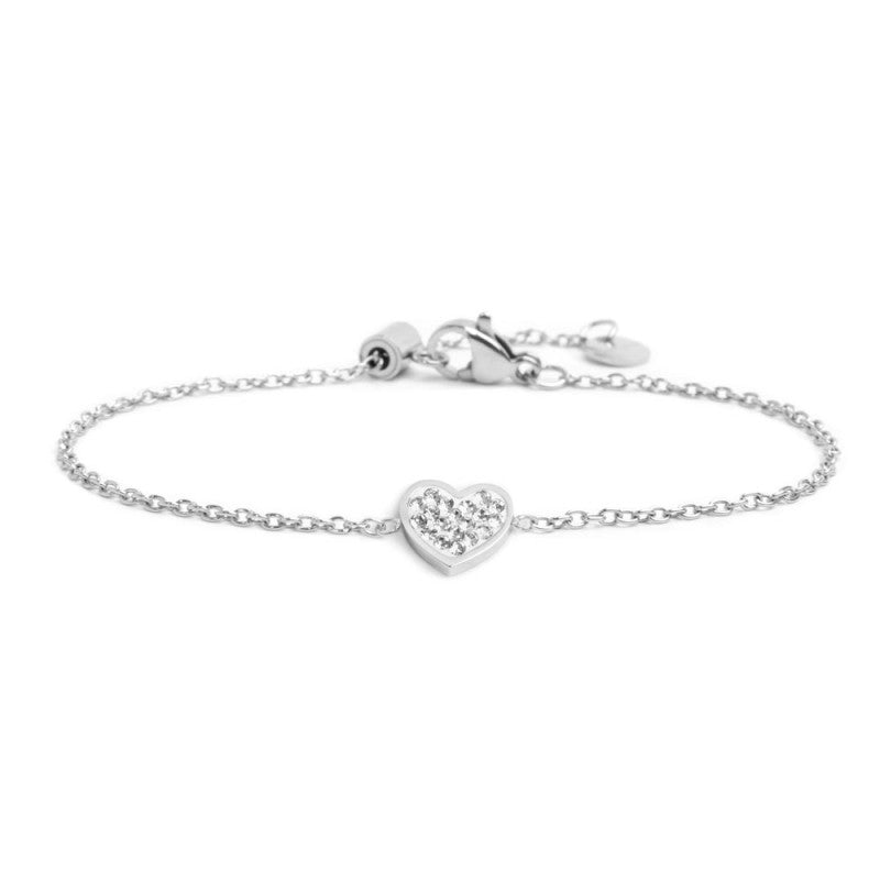 Bracciale cuore bimba Marlù in acciaio con cristalli bianchi 18BR050