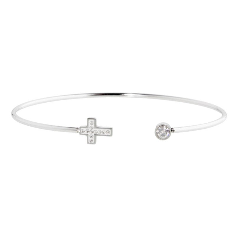 Bracciale rigido croce donna Marlù Time to in acciaio e cristalli 18BR076