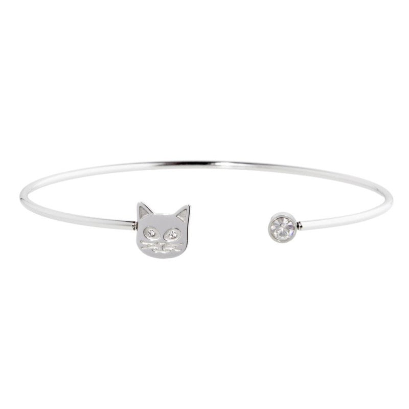 Bracciale rigido gatto donna Marlù Time to in acciaio e cristalli 18BR080