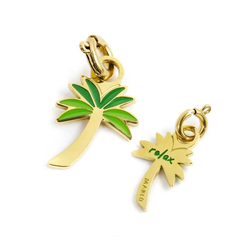 Charm palma donna Marlù in acciaio dorato e smaltato 18CH062G
