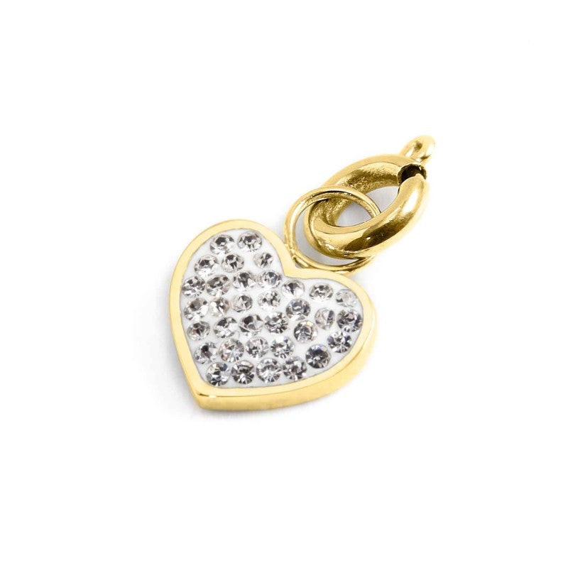 Charm a cuore donna Marlù Time to in acciaio dorato e cristalli bianchi 18CH091G-W
