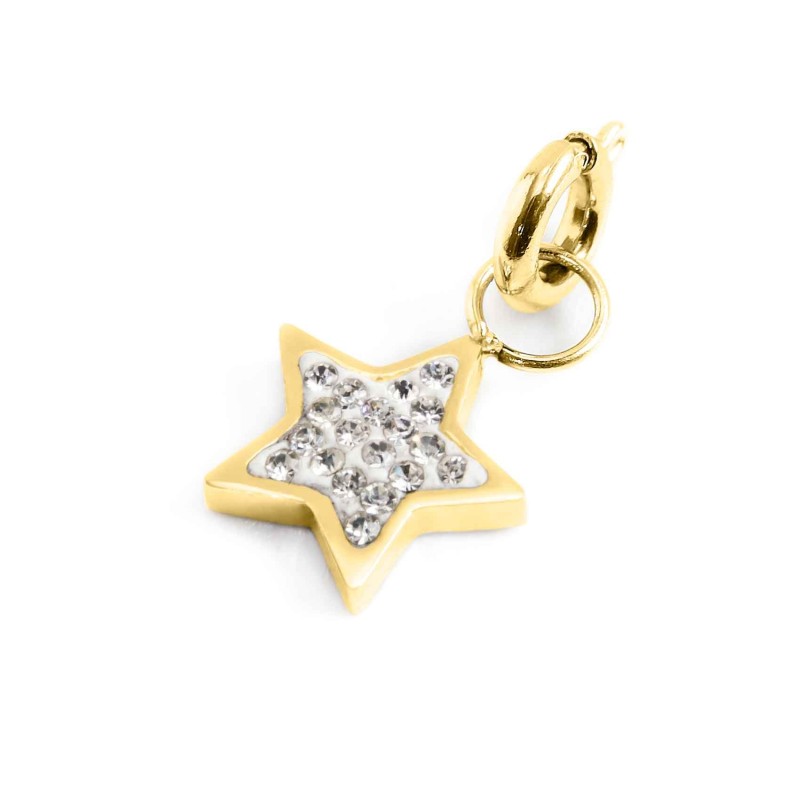 Charm stella donna Marlù Time to in acciaio dorato e cristalli 18CH092G-W