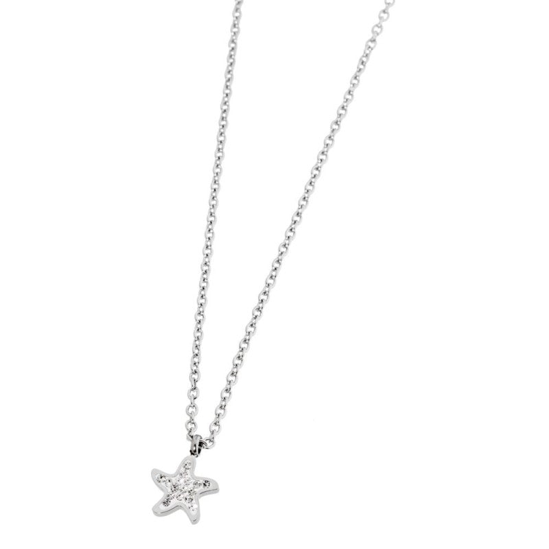 Collana stella marina bimba Marlù in acciaio e cristalli bianchi 18CN044
