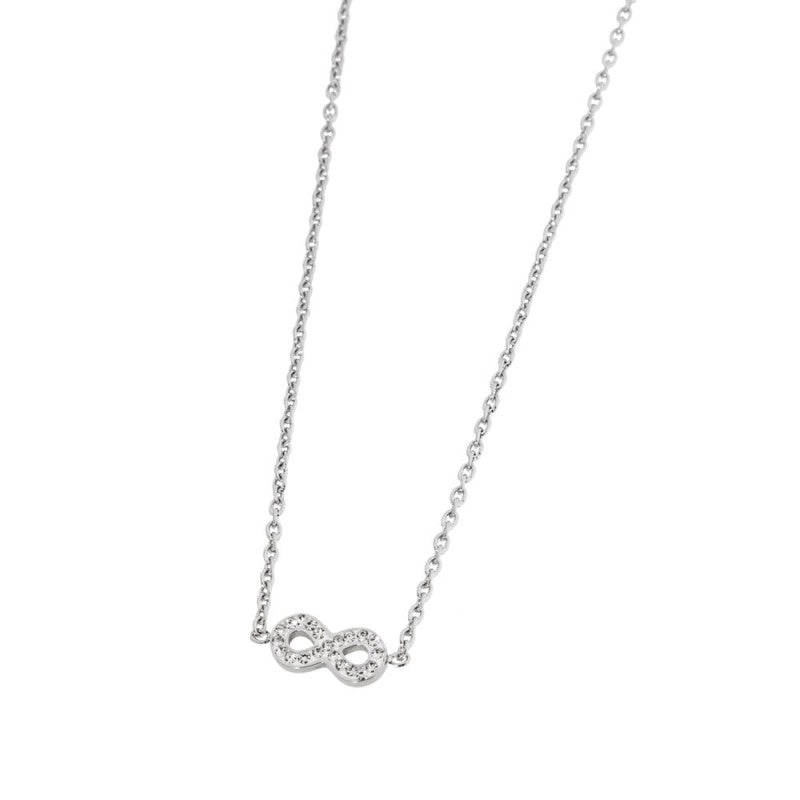 Collana infinito bimba Marlù in acciaio e cristalli bianchi 18CN045