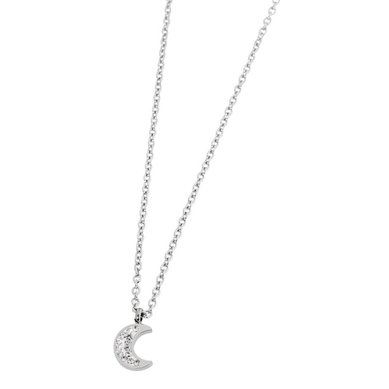 Collana mezza luna bimba Marlù in acciaio e cristalli bianchi 18CN048