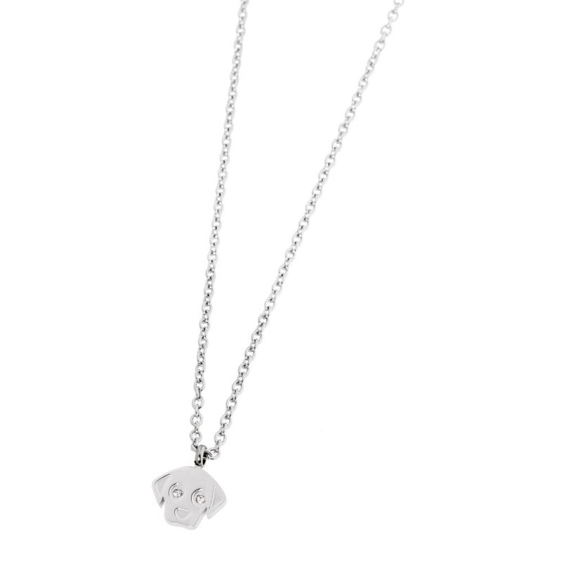 Collana cane banbina Marlù Time to in acciaio e cristalli 18CN049