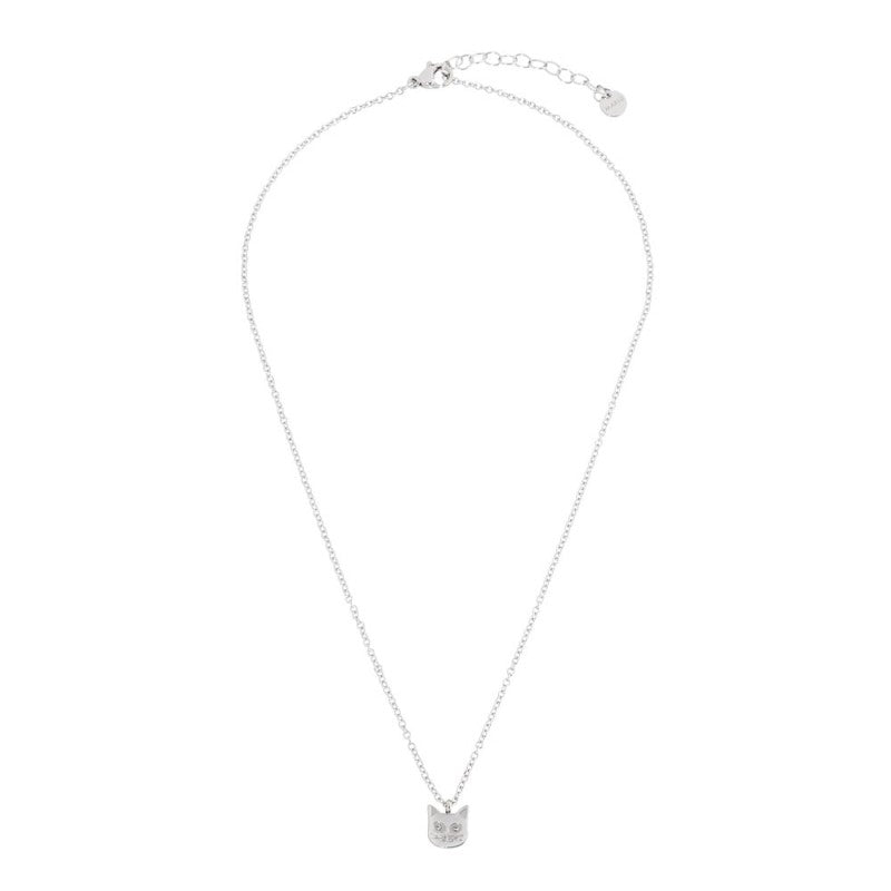 Collana gatto donna Marlù in acciaio e cristalli bianchi 18CN050