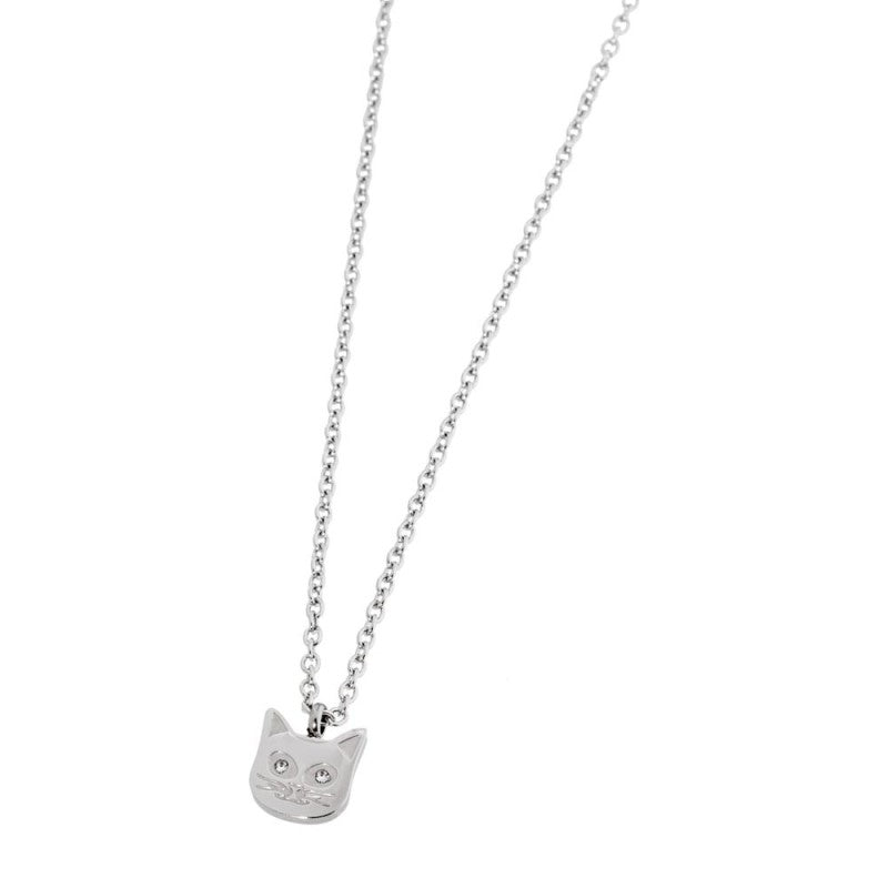 Collana gatto donna Marlù in acciaio e cristalli bianchi 18CN050
