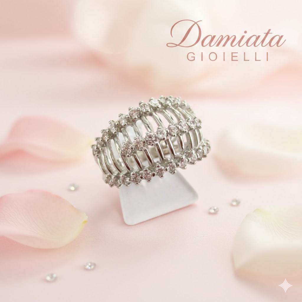 Anello donna Damiata Gioielli in oro bianco e zirconi 194/102