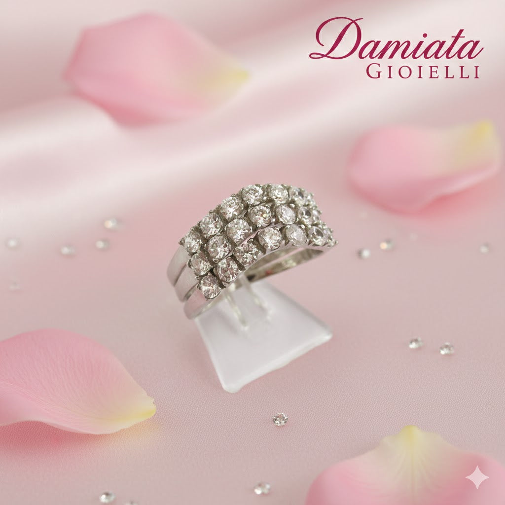 Anello a fascia donna Damiata Gioielli in oro bianco e zirconi 196/102/2