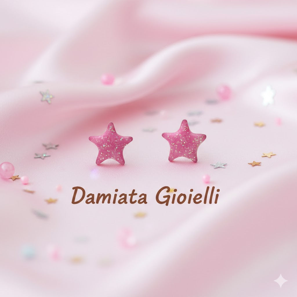 Orecchini stella marina bambina Damiata Gioielli in oro giallo glitterato 19/7/102/1