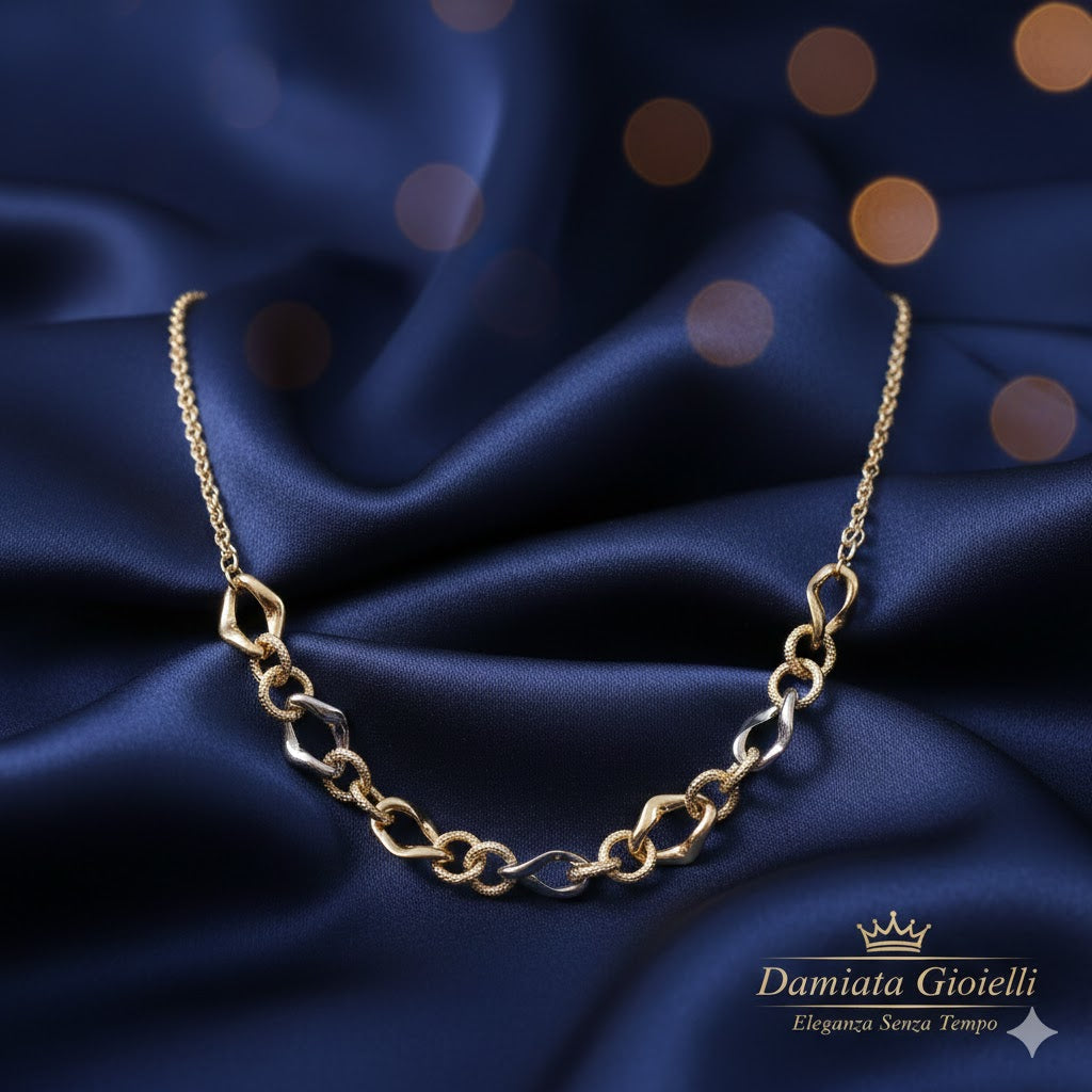 Collana a catena donna Damiata Gioielli in oro bianco e giallo 198/102/2