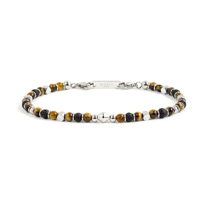 Bracciale unisex Marlù in acciaio e occhio di tigre 1BR0007