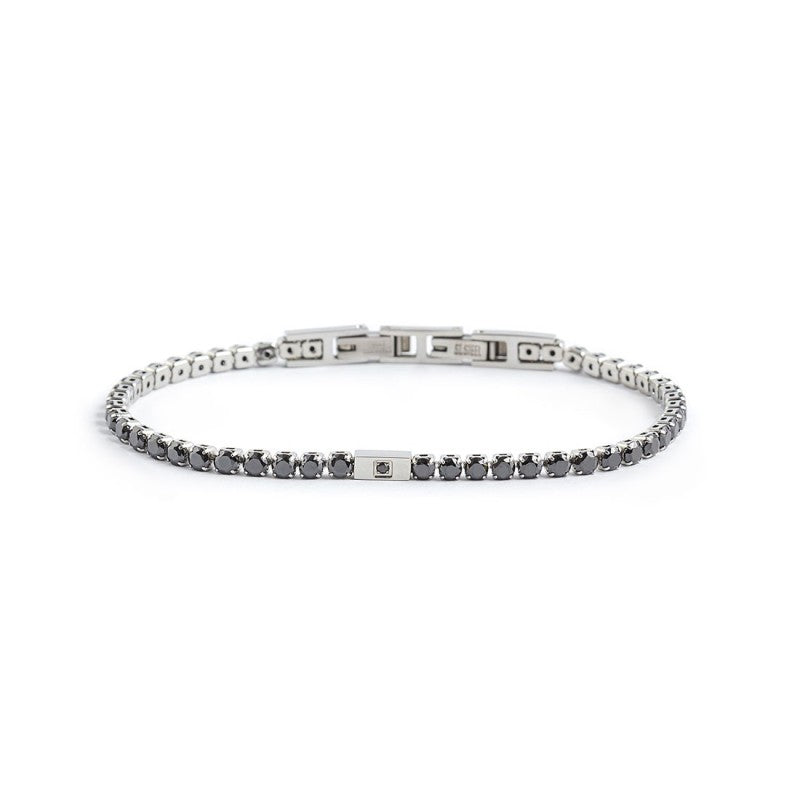 Bracciale tennis unisex Marlù in acciaio zirconi neri 1BR0068-N
