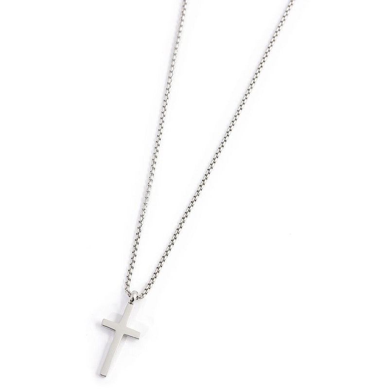 Collana unisex Marlù in acciaio con pendente a croce e zircone nero 1CN0002-N