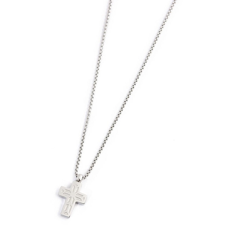 Collana unisex Marlù in acciaio con pendente a croce e zirconi neri 1CN0003-N