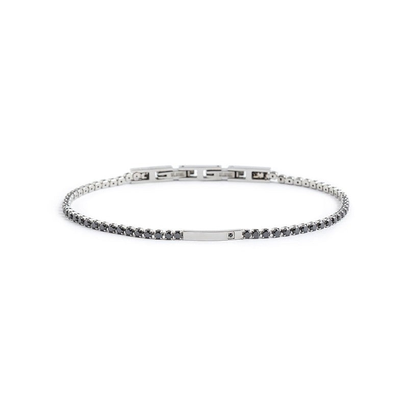 Bracciale tennis unisex Marlù in acciaio e zirconi neri 1BR0067-N