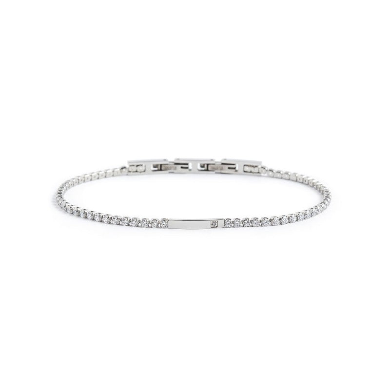 Bracciale tennis unisex Marlù in acciaio e zirconi bianchi 1BR0067-W