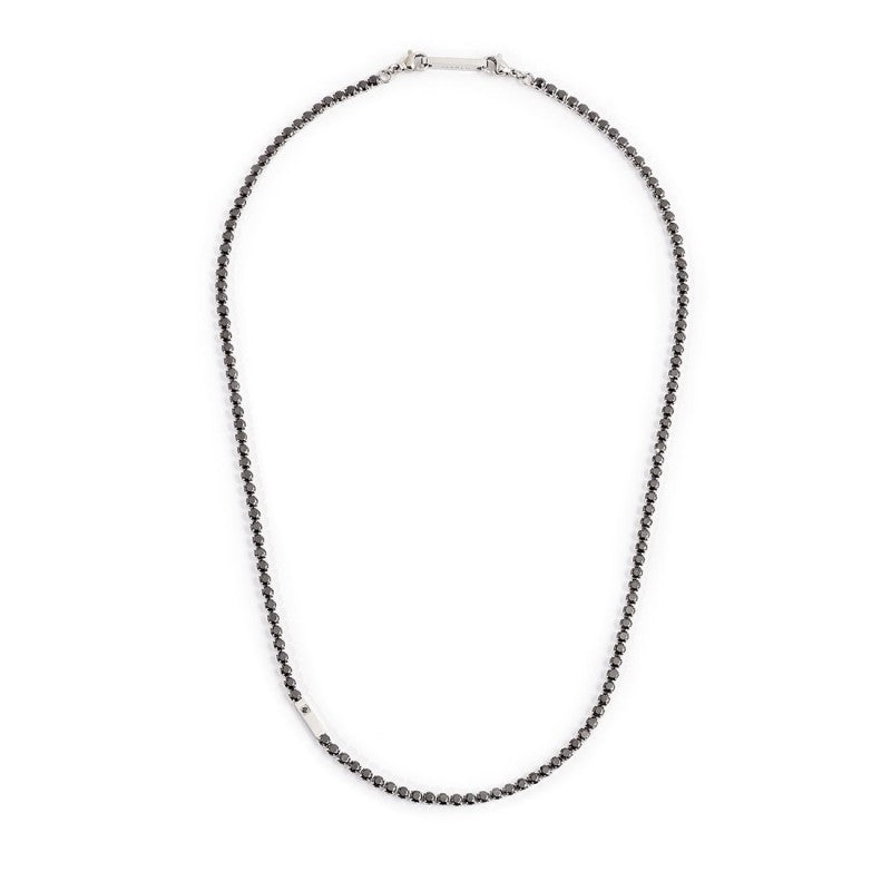 Collana tennis uomo Marlù Man in acciaio e cristalli neri 1CO0047-N