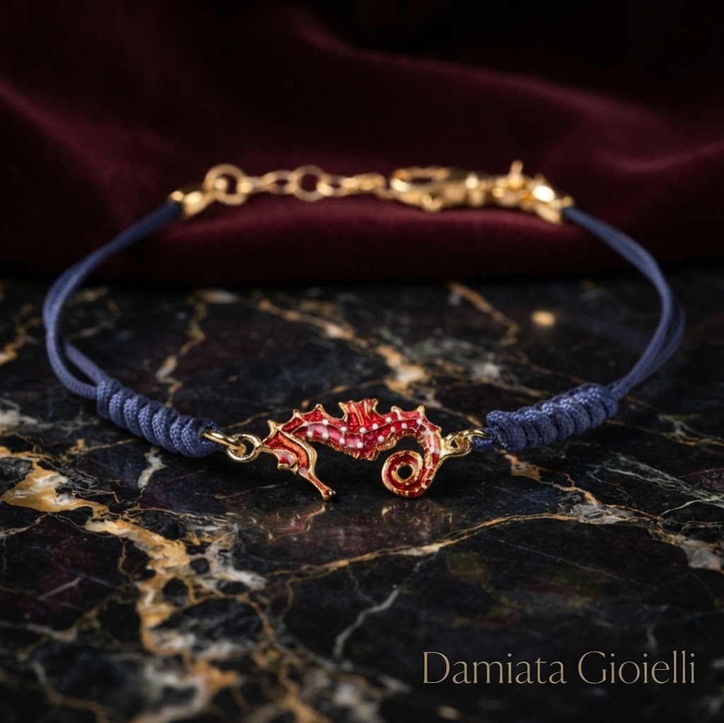 Bracciale donna Isola Bella Ippocampo in argento e cordino ref. 20000080