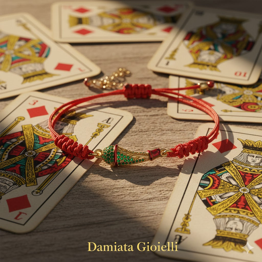 Bracciale donna Isola Bella Asso di Mazze in argento, cordoncino e  zirconi 20000125