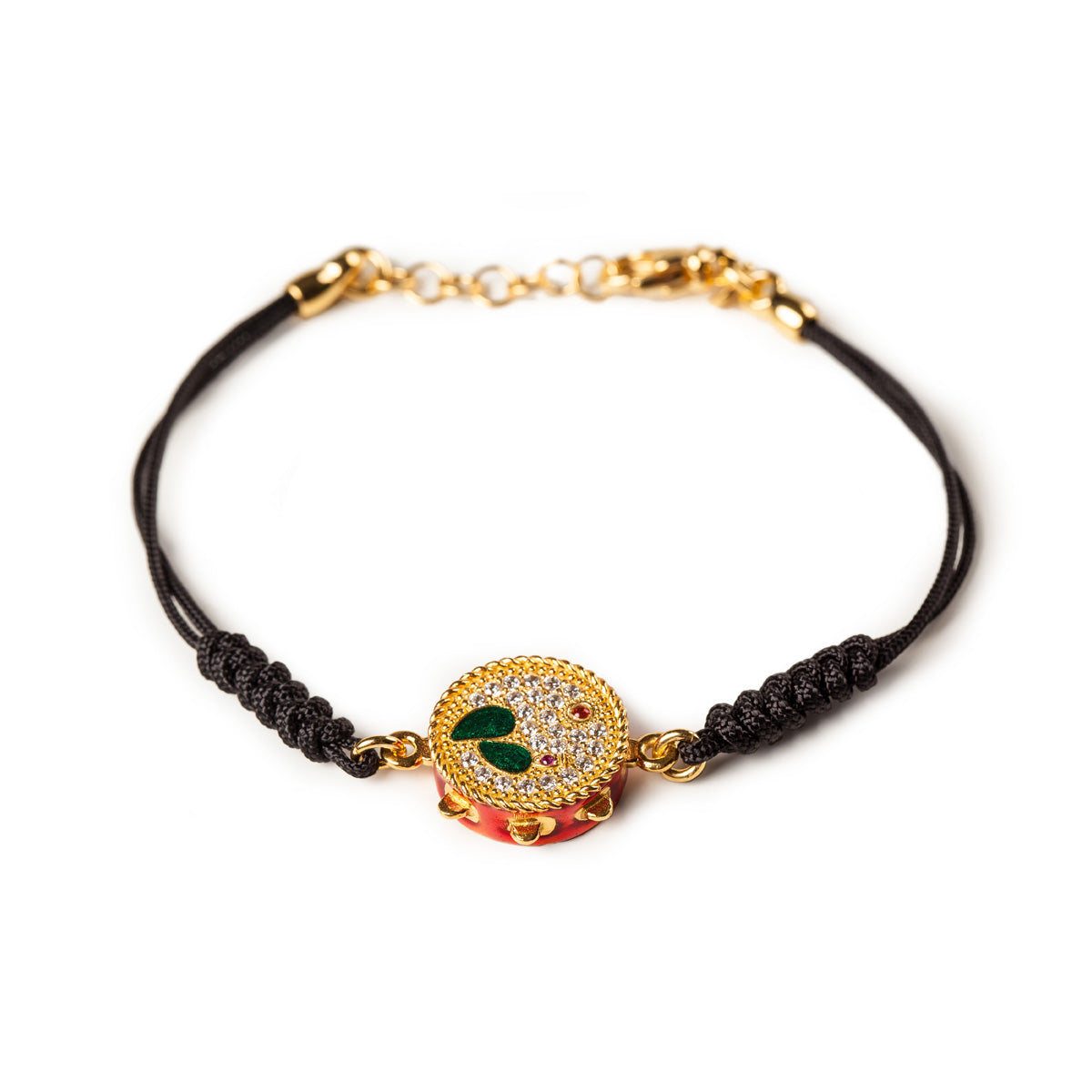 Bracciale donna Isola Bella Tamburello in argento, zirconi e cordoncino 20000128