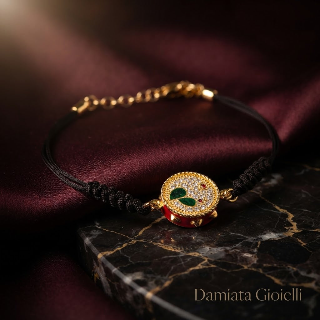 Bracciale donna Isola Bella Tamburello in argento, zirconi e cordoncino ref. 20000128