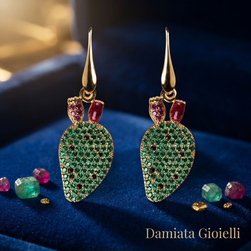 Orecchini donna Isola Bella Fico d'India in argento e zirconi ref. 20000154
