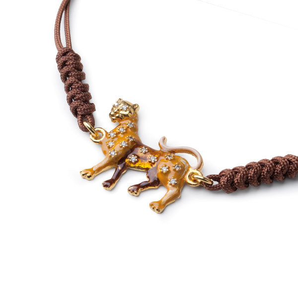 Bracciale donna Isola Bella Leopardo in argento, zirconi e cordoncino 20000209