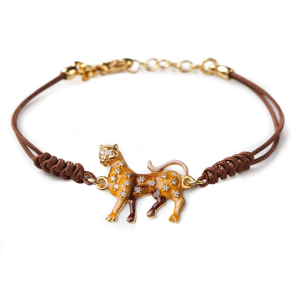 Bracciale donna Isola Bella Leopardo in argento, zirconi e cordoncino 20000209