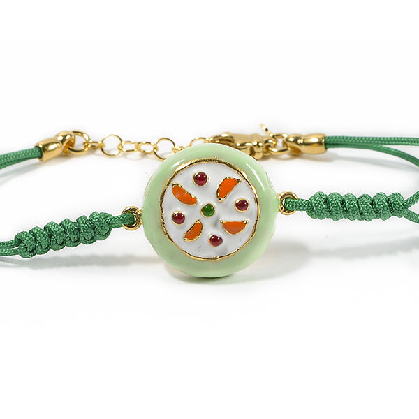 Bracciale donna Isola Bella Cassata Siciliana in argento e cordoncino 20000245