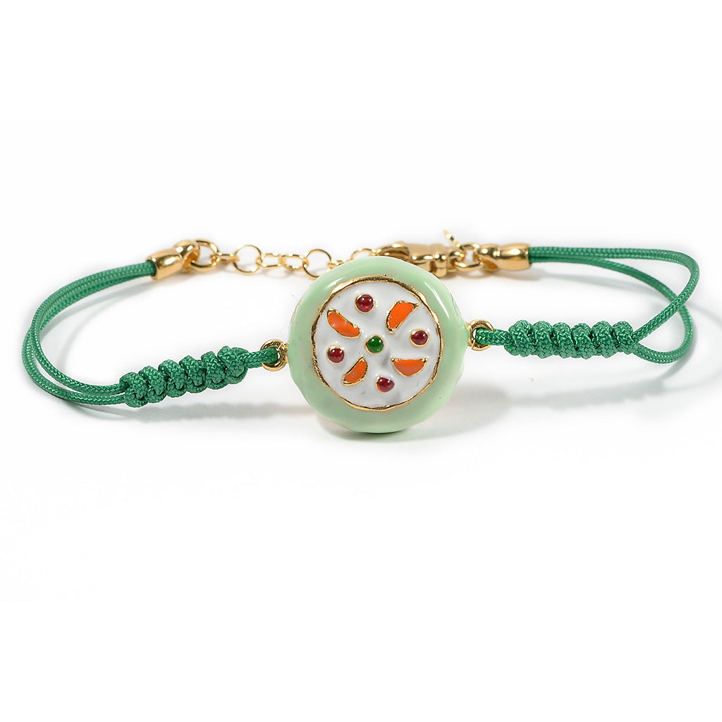 Bracciale donna Isola Bella Cassata Siciliana in argento e cordoncino 20000245