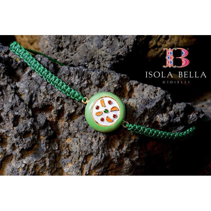 Bracciale donna Isola Bella Cassata Siciliana in argento e cordoncino 20000245