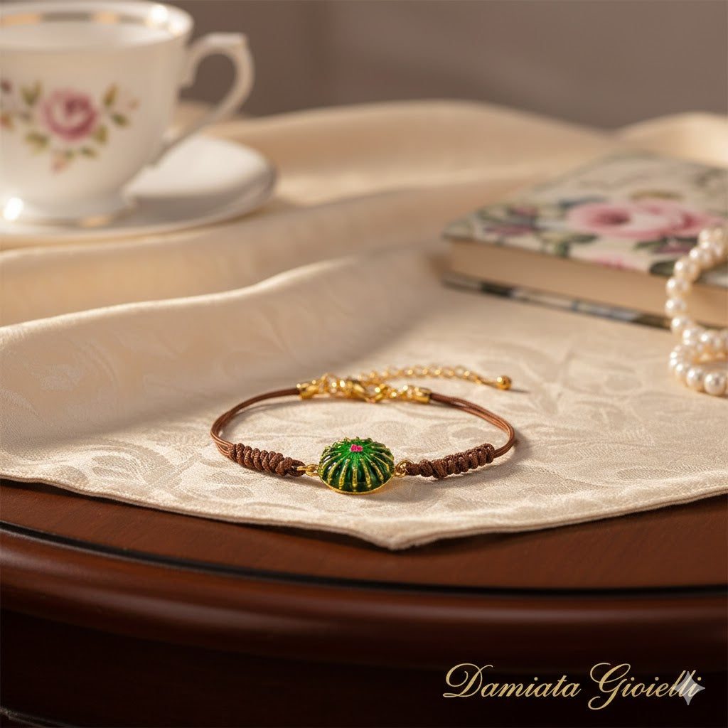 Bracciale donna Isola Bella Cactus in argento e cordino 20000566