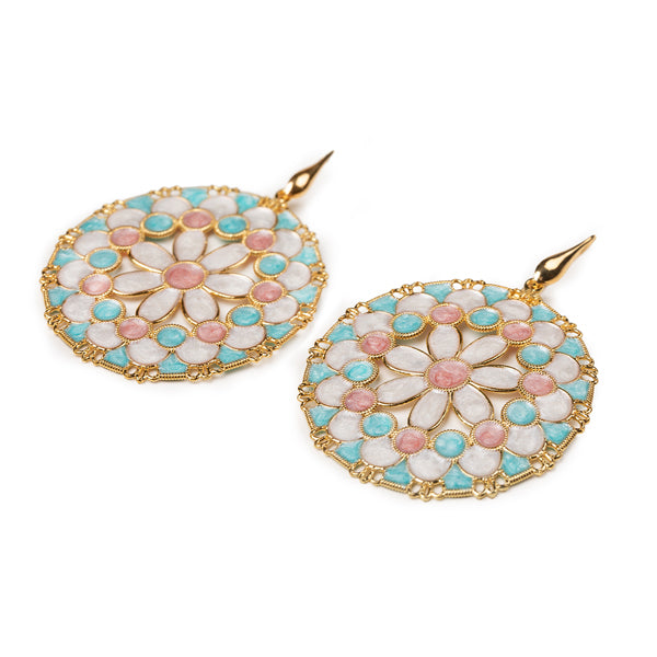 Orecchini donna Isola Bella Merletti Tondo Rosa Azzurro in argento 20000588
