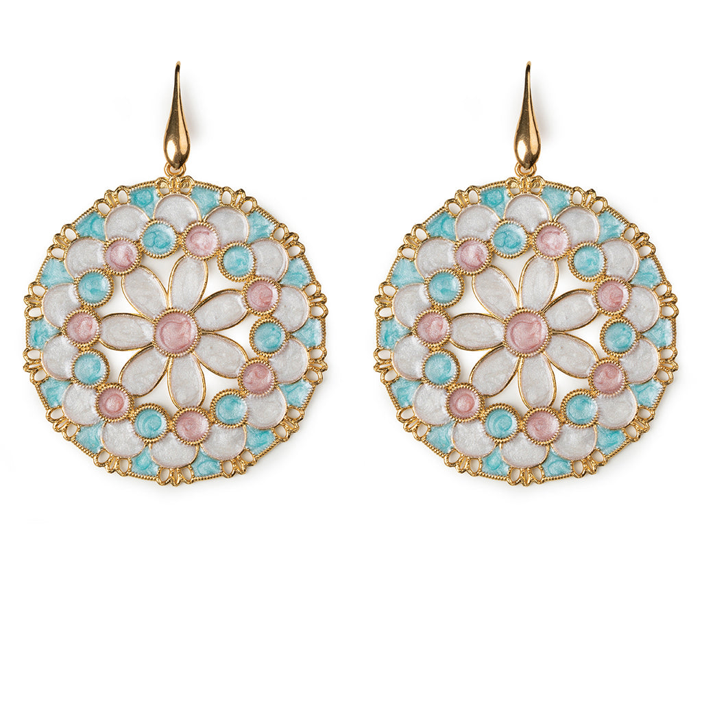 Orecchini donna Isola Bella Merletti Tondo Rosa Azzurro in argento 20000588