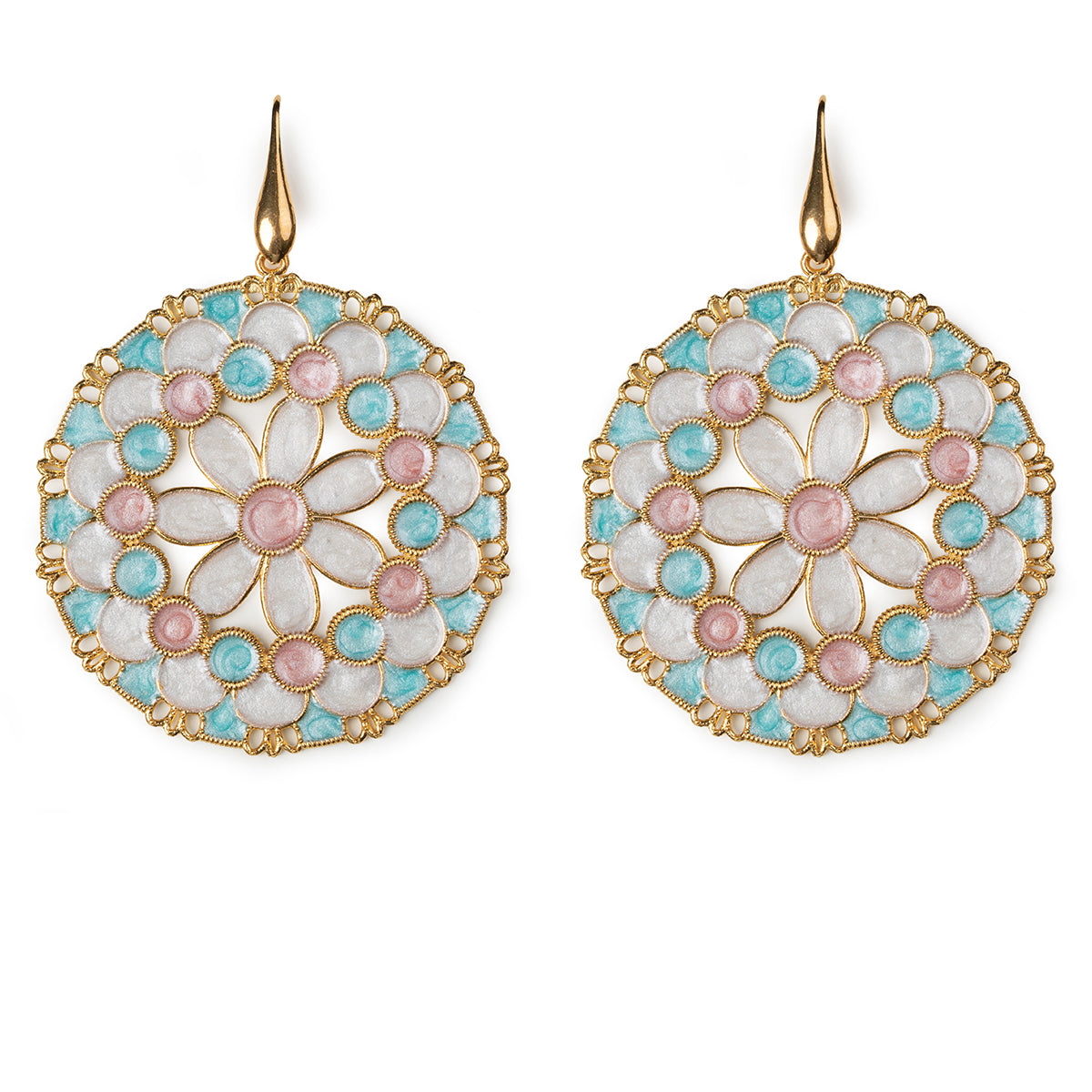 Orecchini donna Isola Bella Merletti Tondo Rosa Azzurro in argento 20000588