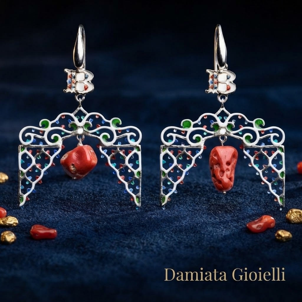 Orecchini donna Isola Bella Luminarie in argento e corallo ref. 20000698
