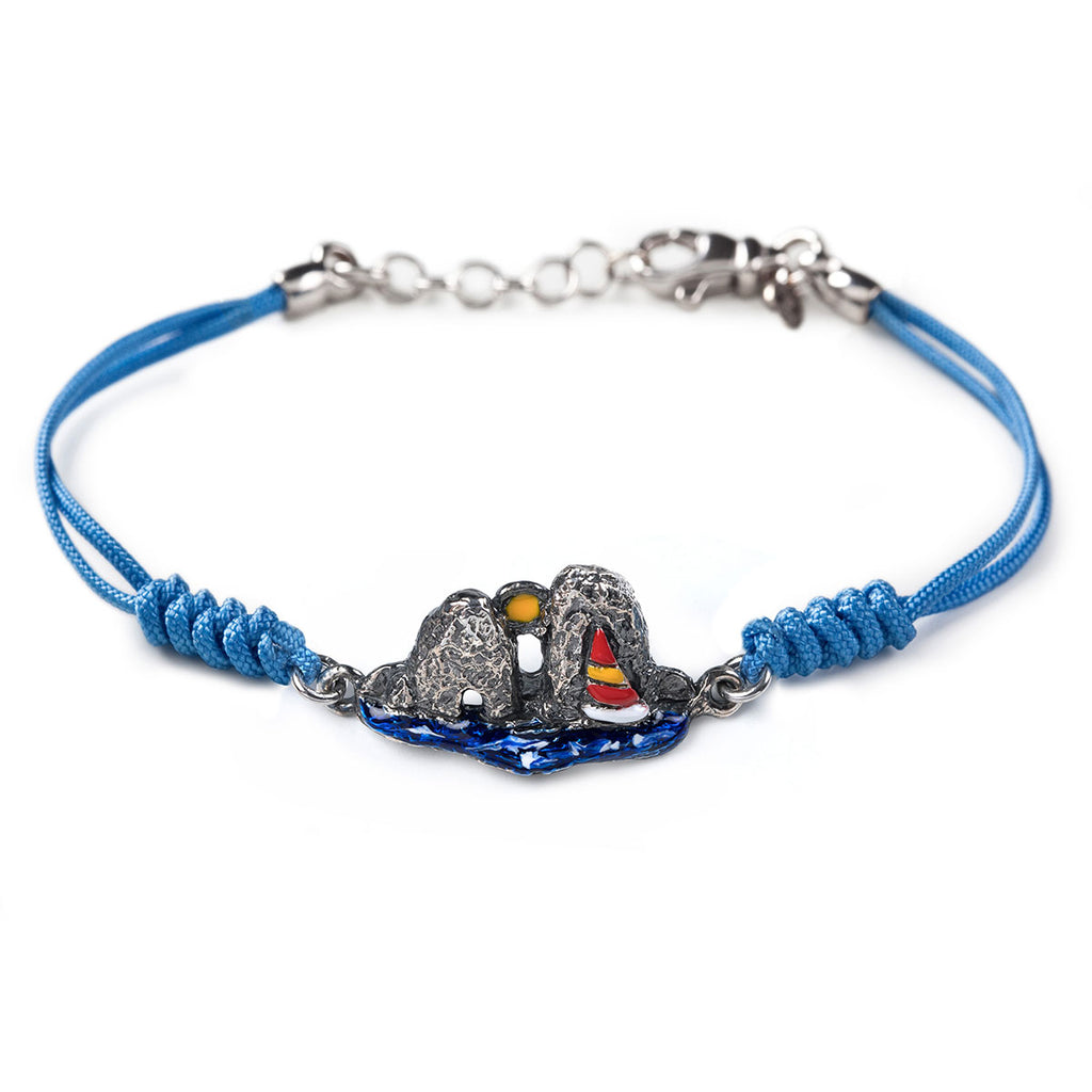 Bracciale donna Isola Bella Faraglioni di Capri in argento e cordino 20000801