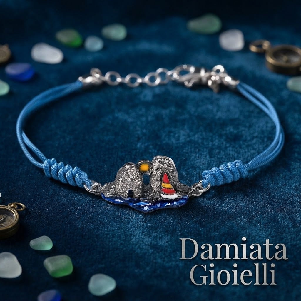 Bracciale donna Isola Bella Faraglioni di Capri in argento e cordino ref. 20000801