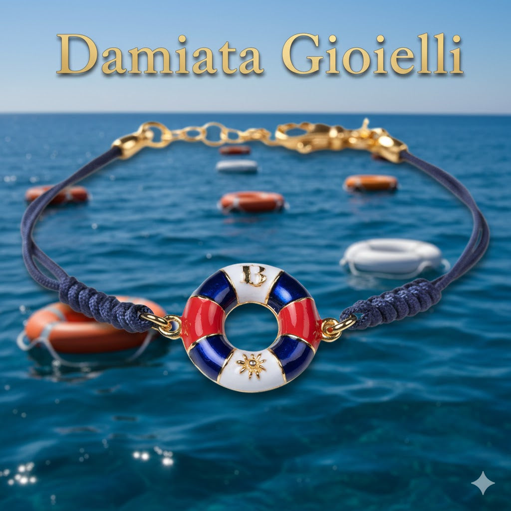 Bracciale uomo Isola Bella Salvagente in argento e cordino 20000893