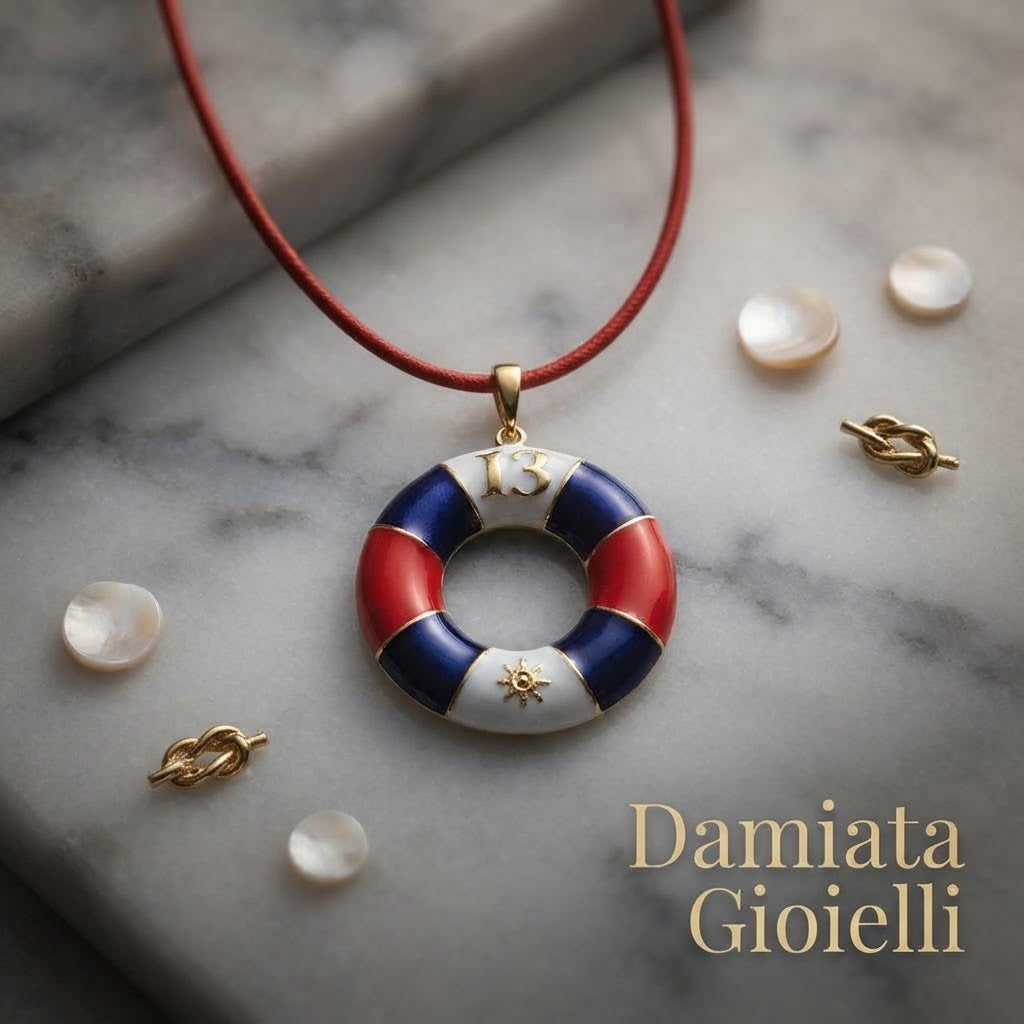 Collana unisex Isola Bella Salvagente in argento e cordino ref. 20000895
