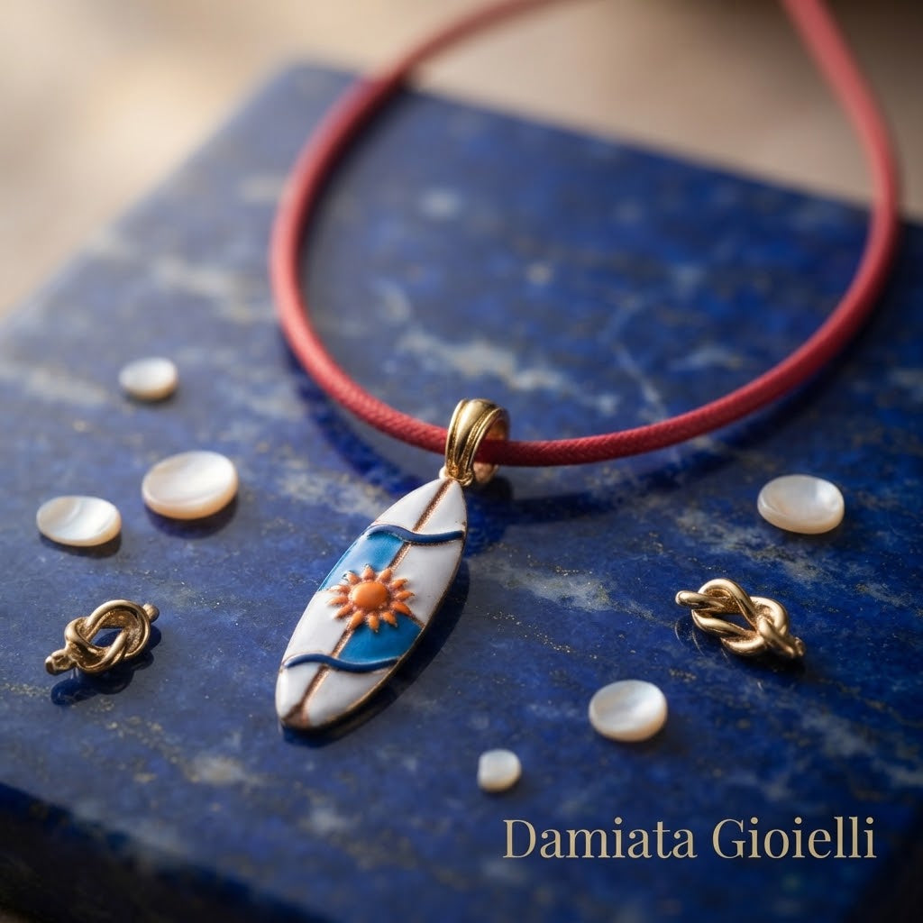 Collana uomo Isola Bella Windsurf in argento e cordino ref. 20000933