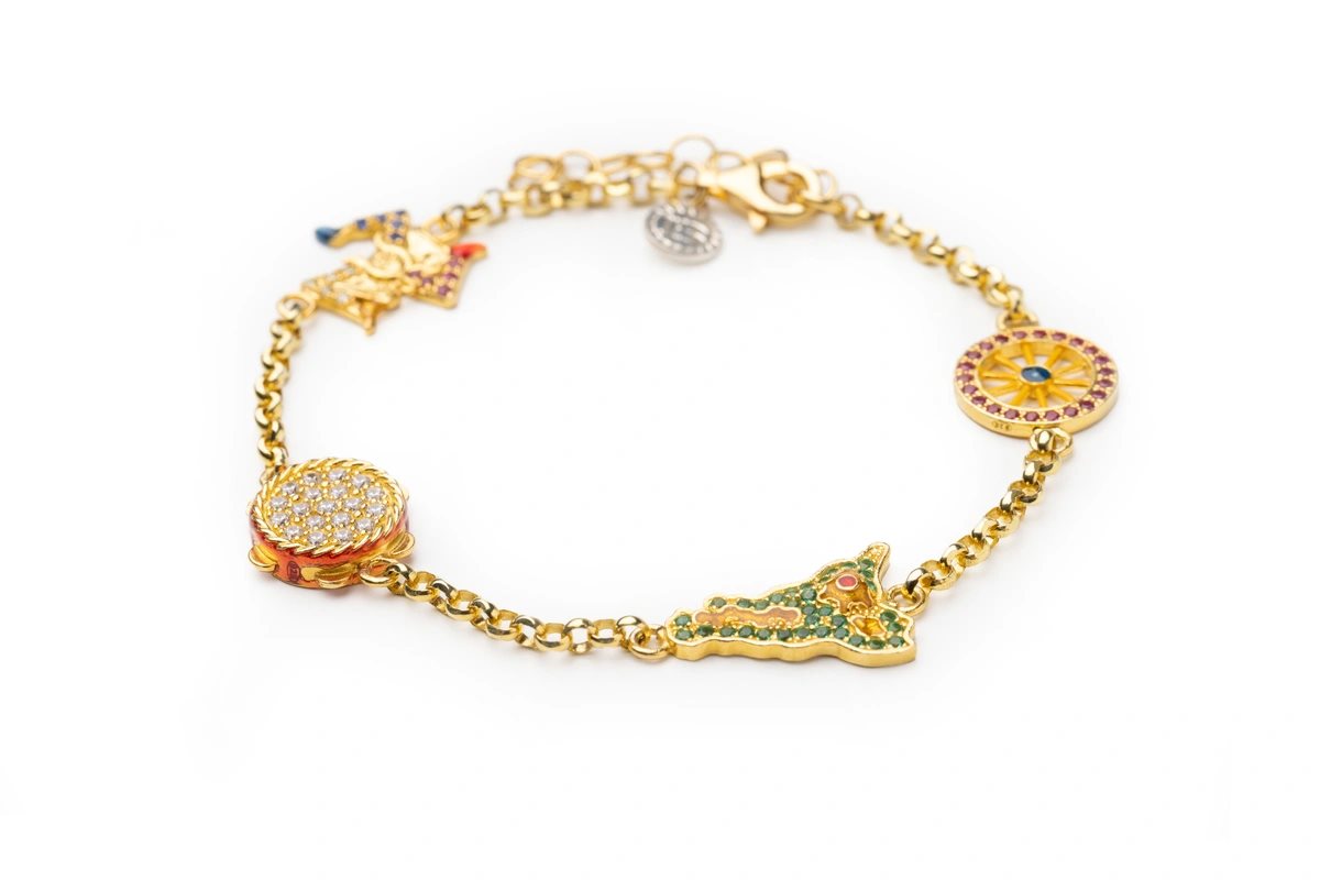 Bracciale donna Isola Bella Simboli Siciliani in argento con zirconi 20001357