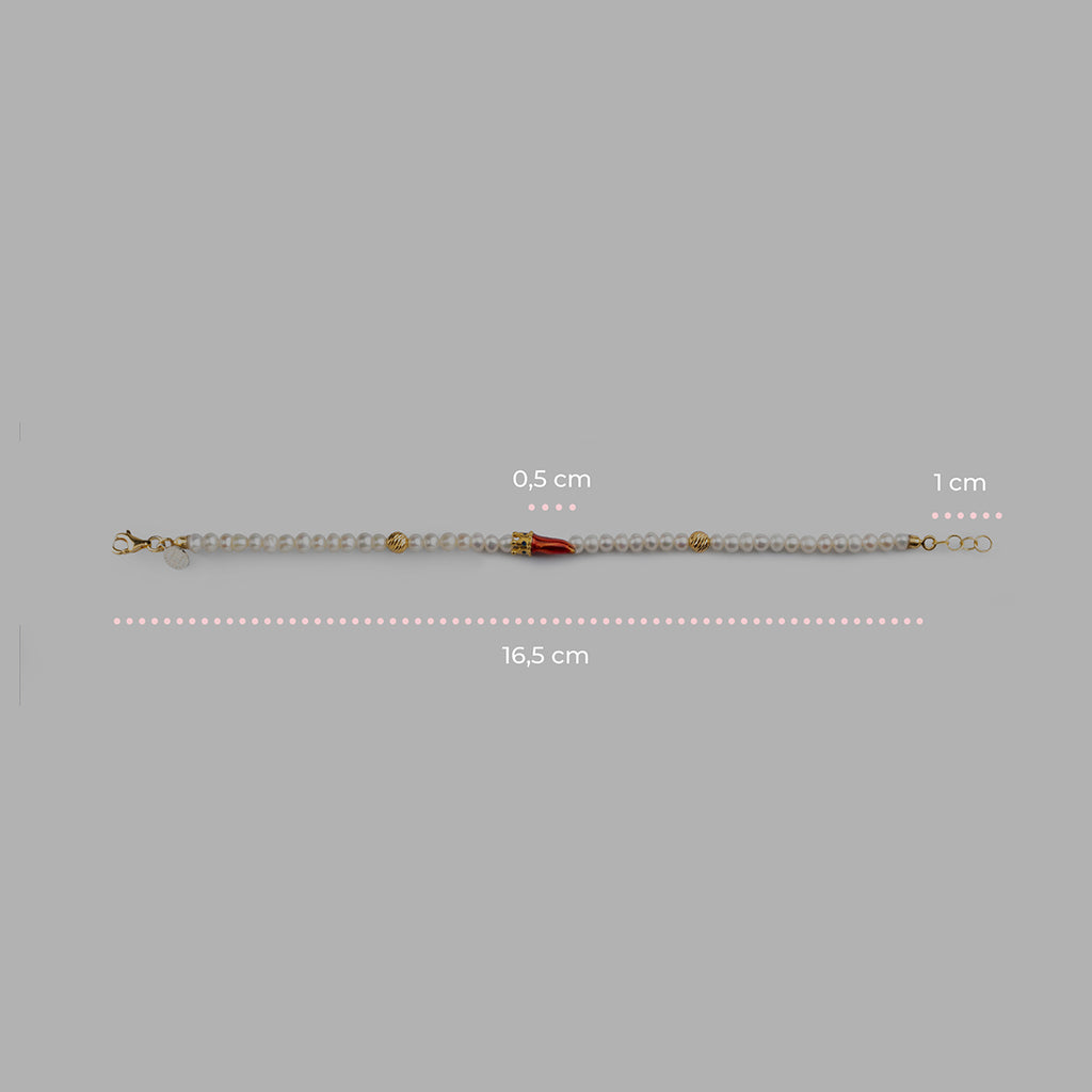 Bracciale donna Isola Bella Corno Portafortuna in argento e perle 20001400