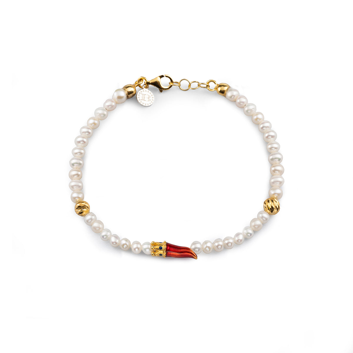 Bracciale donna Isola Bella Corno Portafortuna in argento e perle 20001400